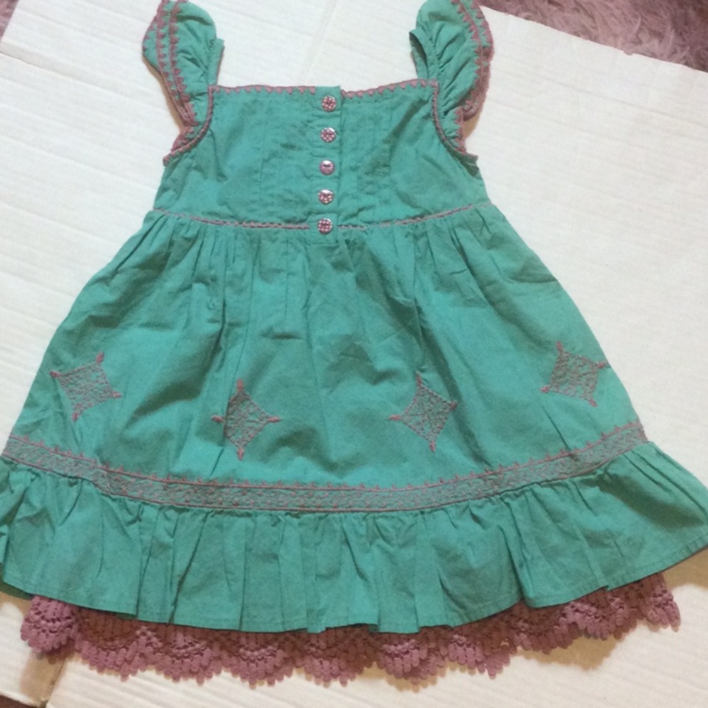 Matilda Jane Teal Dress with Mauve Trim